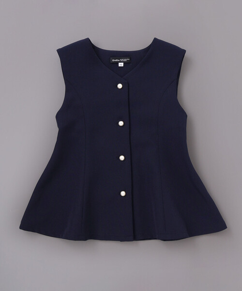 BeBe(ベベ)の「ダブルクロスパールボタンフレアベスト(ベスト・キッズ・ネイビー/ブラック・120cm/110cm/130cm/150cm/140cm)」の2枚目の写真