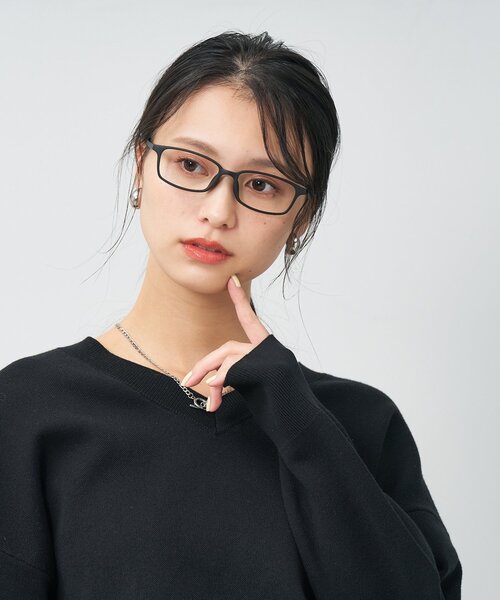 スクエア型 メガネ｜横長 軽量 眼鏡 伊達めがね 度付き（レンズ交換券