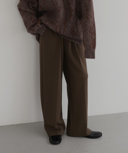 hellam(へラム)の「ボンディングタックワイドパンツ(スラックス・レディース・杢グレー/ブラック/ブラウン/チャコール・FREE)」の4枚目の写真