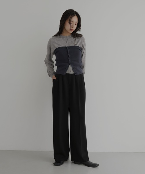 hellam(へラム)の「ボンディングタックワイドパンツ(スラックス・レディース・杢グレー/ブラック/ブラウン/チャコール・FREE)」の5枚目の写真