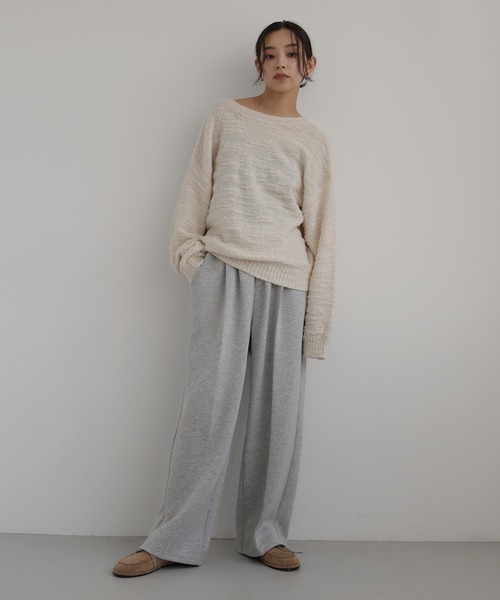 hellam(へラム)の「ボンディングタックワイドパンツ(スラックス・レディース・杢グレー/ブラック/ブラウン/チャコール・FREE)」の16枚目の写真