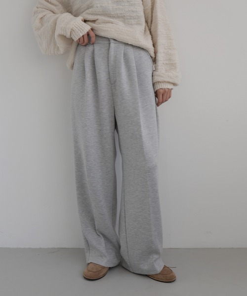 hellam(へラム)の「ボンディングタックワイドパンツ(スラックス・レディース・杢グレー/ブラック/ブラウン/チャコール・FREE)」の15枚目の写真