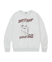 CNVS（ベティ ブープ）の「アルキン×ベティブームグラマースウェットシャツ_ライトグレー（スウェット）」