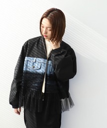 Three Four Time（スリーフォータイム）の「デニムチュールドッキングブルゾン（ブルゾン）」