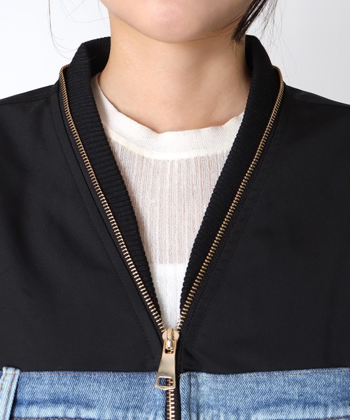 Three Four Time（ｽﾘｰﾌｫｰﾀｲﾑ）の「デニムチュールドッキングブルゾン（ブルゾン・レディース・ブラック・FREE）」の16枚目の写真