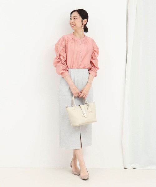 NOLLEY’S（ノーリーズ）の「シルキーローン袖ギャザーブラウス（シャツ/ブラウス・レディース・キナリ/ライトグリーン/サーモンピンク・38）」の21枚目の写真