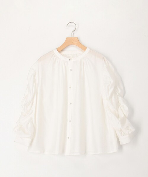 NOLLEY’S（ノーリーズ）の「シルキーローン袖ギャザーブラウス（シャツ/ブラウス・レディース・キナリ/ライトグリーン/サーモンピンク・38）」の4枚目の写真