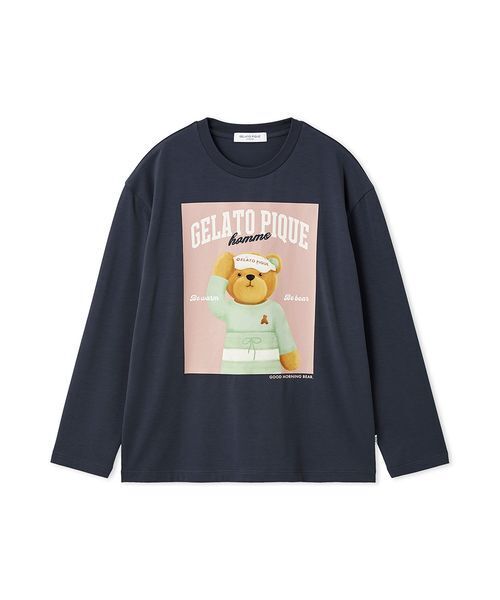 gelato pique(ジェラートピケ)の「【HOMME】グッドモーニングベアレーヨンロンT(ルームウェア/パジャマ・メンズ・オフホワイト/グレー/ネイビー・M/L)」の3枚目の写真