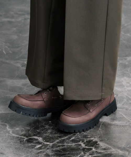 Rocky Monroe(ロッキーモンロー)の「フェイクレザー厚底モカシンボートシューズ/デッキシューズ(モカシン/デッキシューズ・メンズ・ブラウン/ブラック・S/L/M)」の14枚目の写真