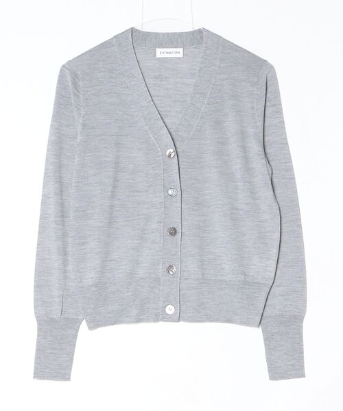 ESTNATION（エストネーション）の「ESTNATION / 20G Vネックカーディガン（カーディガン/ボレロ・レディース・ピンク/ホワイト/ブラック/グレー・FREE）」の3枚目の写真