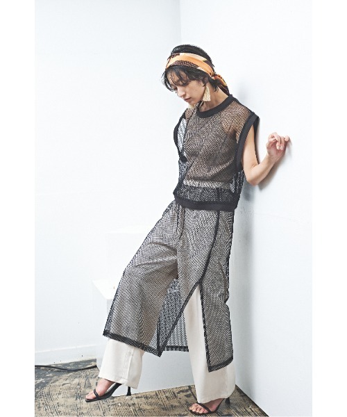 MUUNAA(ムウナ)の「メッシュレースレイヤードパンツ(その他パンツ・レディース・ブラック/ホワイト・F)」の7枚目の写真