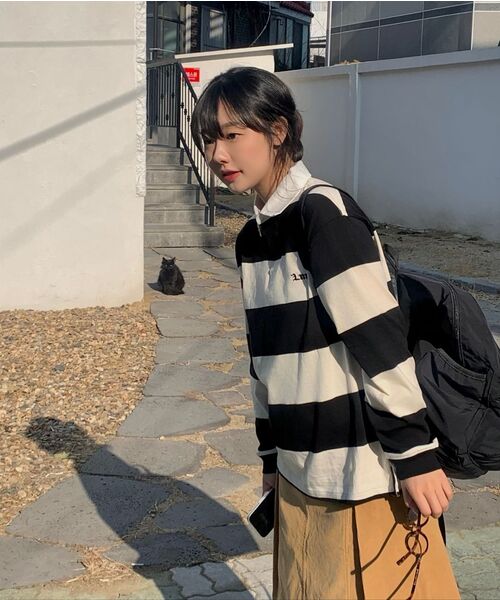 LMCの「STRIPE GOTHIC NAME RUGBY SHIRT black(ポロシャツ・レディース・その他・S/M/L/XL)」の2枚目の写真