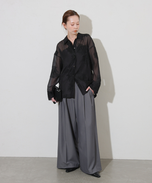 JOURNAL STANDARD（ジャーナルスタンダード）の「《追加》シアーレースビッグシャツ（シャツ/ブラウス・レディース・ブラック/ホワイト/ベージュ・FREE）」の15枚目の写真