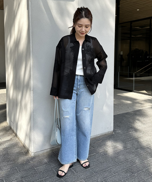 JOURNAL STANDARD（ジャーナルスタンダード）の「《追加》シアーレースビッグシャツ（シャツ/ブラウス・レディース・ブラック/ホワイト/ベージュ・FREE）」の16枚目の写真