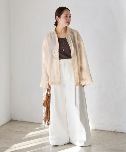 JOURNAL STANDARD（ジャーナルスタンダード）の「《追加》シアーレースビッグシャツ（シャツ/ブラウス・レディース・ブラック/ホワイト/ベージュ・FREE）」の18枚目の写真