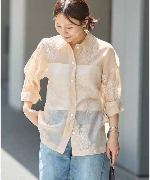 JOURNAL STANDARD(ジャーナルスタンダード)の「《追加》シアーレースビッグシャツ(シャツ/ブラウス・レディース・ブラック/ホワイト/ベージュ・FREE)」の4枚目の写真