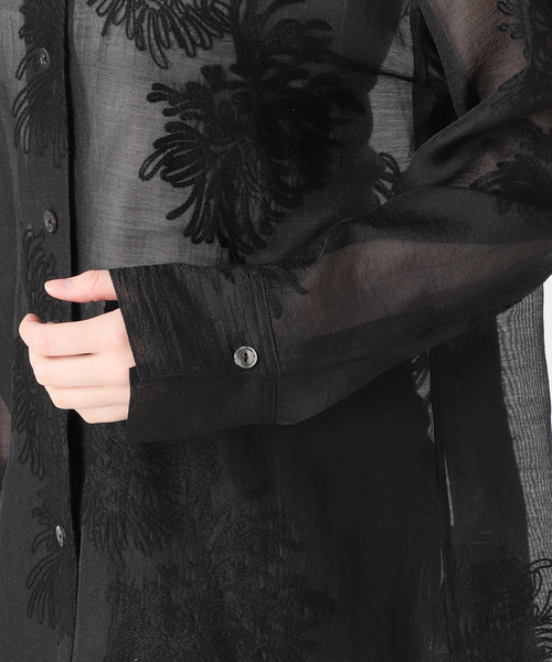 JOURNAL STANDARD（ジャーナルスタンダード）の「《追加》シアーレースビッグシャツ（シャツ/ブラウス・レディース・ブラック/ホワイト/ベージュ・FREE）」の5枚目の写真