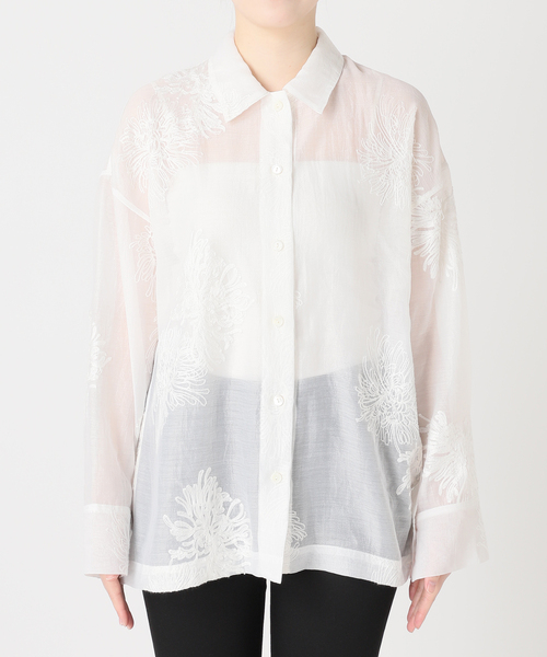 JOURNAL STANDARD（ジャーナルスタンダード）の「《追加》シアーレースビッグシャツ（シャツ/ブラウス・レディース・ブラック/ホワイト/ベージュ・FREE）」の9枚目の写真