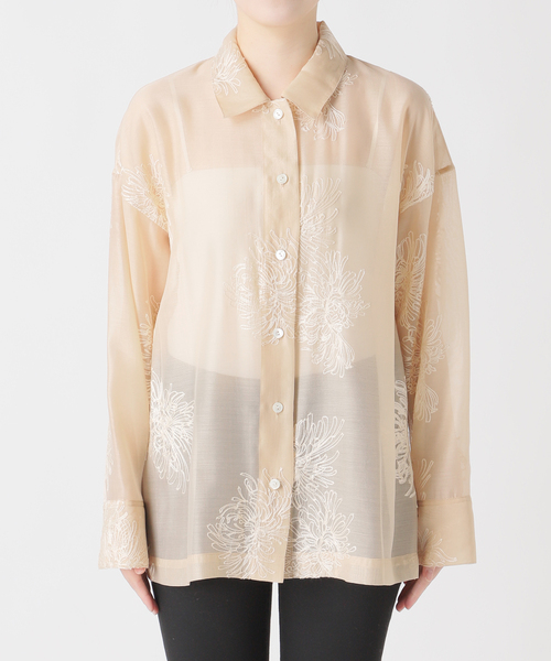 JOURNAL STANDARD（ジャーナルスタンダード）の「《追加》シアーレースビッグシャツ（シャツ/ブラウス・レディース・ブラック/ホワイト/ベージュ・FREE）」の12枚目の写真