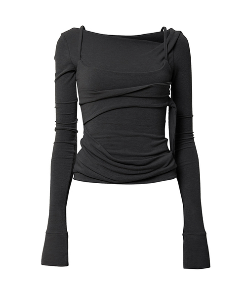 FLAREUP(フレアアップ)の「Layered Bustier Long Sleeve (FL-105_Black)(Tシャツ/カットソー・レディース・ブラック・OS)」の1枚目の写真