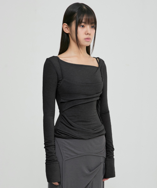 FLAREUP(フレアアップ)の「Layered Bustier Long Sleeve (FL-105_Black)(Tシャツ/カットソー・レディース・ブラック・OS)」の3枚目の写真