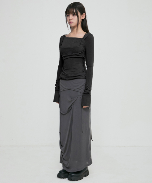 FLAREUP(フレアアップ)の「Layered Bustier Long Sleeve (FL-105_Black)(Tシャツ/カットソー・レディース・ブラック・OS)」の5枚目の写真