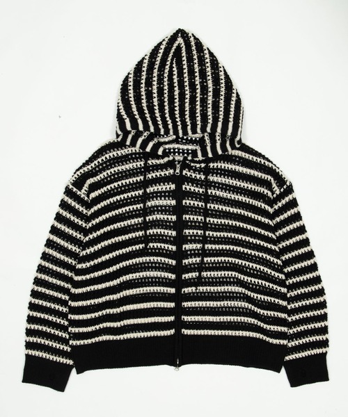 Figments（フィグメンツ）の「ボーダーメッシュニットジップパーカー（パーカー・レディース・ダークグレー/ブラック・FREE）」の9枚目の写真