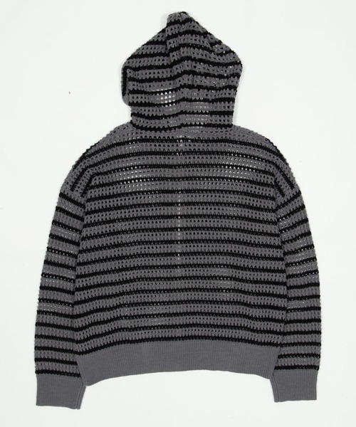 Figments（フィグメンツ）の「ボーダーメッシュニットジップパーカー（パーカー・レディース・ダークグレー/ブラック・FREE）」の11枚目の写真