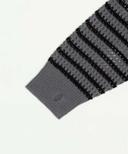 Figments（フィグメンツ）の「ボーダーメッシュニットジップパーカー（パーカー・レディース・ダークグレー/ブラック・FREE）」の13枚目の写真