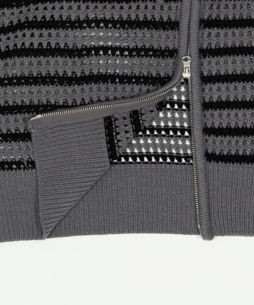 Figments（フィグメンツ）の「ボーダーメッシュニットジップパーカー（パーカー・レディース・ダークグレー/ブラック・FREE）」の14枚目の写真