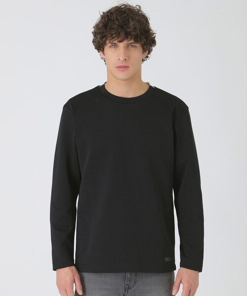 BLACK LABEL CRESTBRIDGE(ブラックレーベル・クレストブリッジ)の「パーシャルチェックニットソー(Tシャツ/カットソー・メンズ・ブラック/ピンク系その他2/オフホワイト/ライトグレー・XL/L/M)」の2枚目の写真
