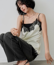 NOGLE（ノグル）の「【NOGLE ノグル】サテンレースアシメキャミソール（キャミソール）」