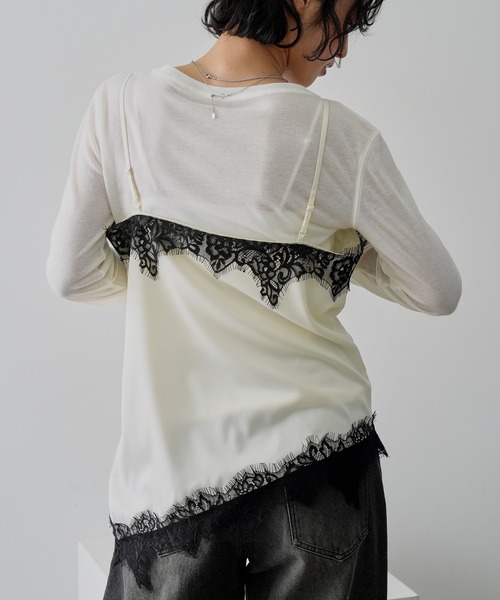 NOGLE（ノグル）の「【NOGLE/ノグル】サテンレースアシメキャミソール（キャミソール・レディース・ブラウン/ブラック×ホワイト/ホワイト/ブラック×ブラック・FREE）」の12枚目の写真