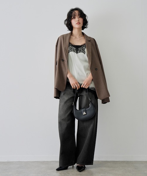 NOGLE（ノグル）の「【NOGLE/ノグル】サテンレースアシメキャミソール（キャミソール・レディース・ブラウン/ブラック×ホワイト/ホワイト/ブラック×ブラック・FREE）」の18枚目の写真