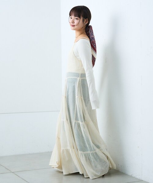 CIAOPANIC TYPY（チャオパニックティピー）の「【india】ヴィンテージライクメッシュドットキャミワンピース（ワンピース・レディース・アイボリー/ブラック・ONE SIZE）」の5枚目の写真