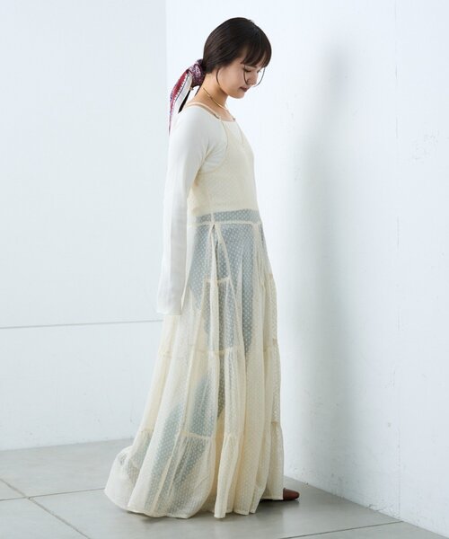 CIAOPANIC TYPY（チャオパニックティピー）の「【india】ヴィンテージライクメッシュドットキャミワンピース（ワンピース・レディース・アイボリー/ブラック・ONE SIZE）」の7枚目の写真