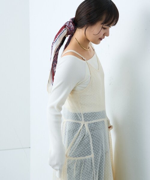 CIAOPANIC TYPY（チャオパニックティピー）の「【india】ヴィンテージライクメッシュドットキャミワンピース（ワンピース・レディース・アイボリー/ブラック・ONE SIZE）」の9枚目の写真