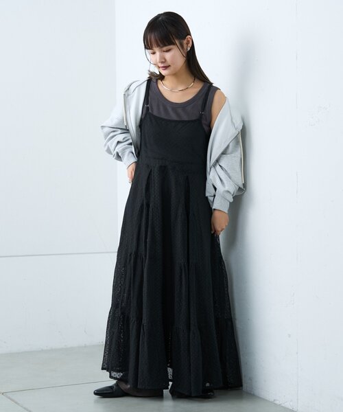 CIAOPANIC TYPY（チャオパニックティピー）の「【india】ヴィンテージライクメッシュドットキャミワンピース（ワンピース・レディース・アイボリー/ブラック・ONE SIZE）」の11枚目の写真
