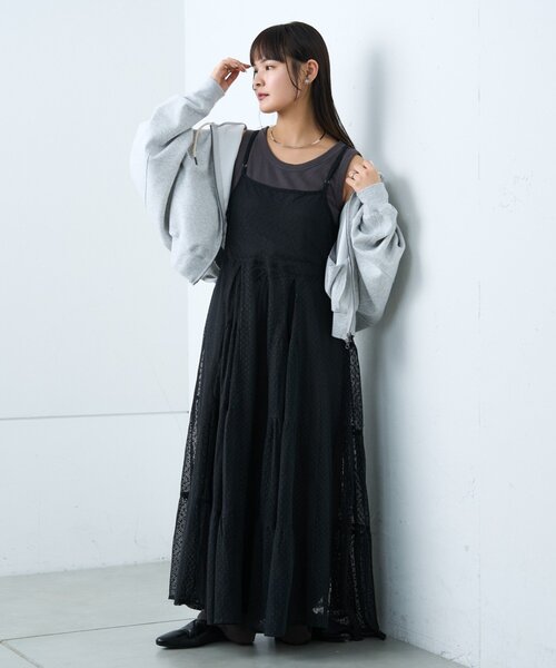 CIAOPANIC TYPY（チャオパニックティピー）の「【india】ヴィンテージライクメッシュドットキャミワンピース（ワンピース・レディース・アイボリー/ブラック・ONE SIZE）」の12枚目の写真