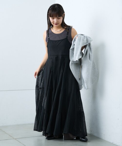 CIAOPANIC TYPY（チャオパニックティピー）の「【india】ヴィンテージライクメッシュドットキャミワンピース（ワンピース・レディース・アイボリー/ブラック・ONE SIZE）」の14枚目の写真