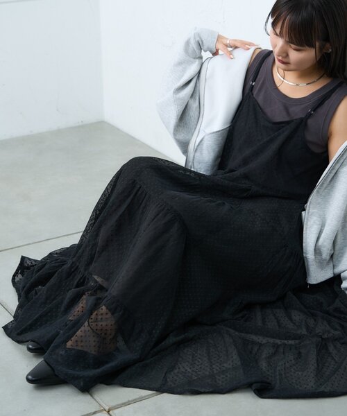 CIAOPANIC TYPY（チャオパニックティピー）の「【india】ヴィンテージライクメッシュドットキャミワンピース（ワンピース・レディース・アイボリー/ブラック・ONE SIZE）」の15枚目の写真