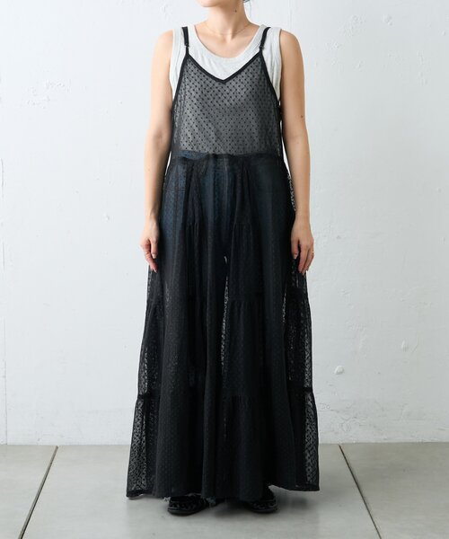 CIAOPANIC TYPY（チャオパニックティピー）の「【india】ヴィンテージライクメッシュドットキャミワンピース（ワンピース・レディース・アイボリー/ブラック・ONE SIZE）」の16枚目の写真