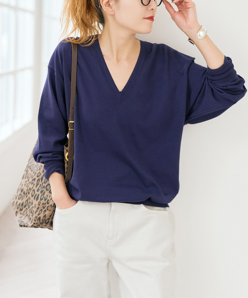 Spick & Span（スピックアンドスパン）の「Emil cotoni Vネックプルオーバー（ニット/セーター・レディース・キャメル/ピンク系その他/ネイビー・FREE）」の21枚目の写真