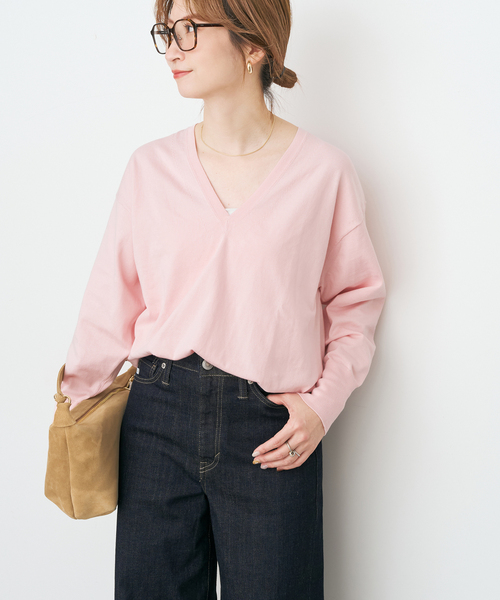 Spick & Span（スピックアンドスパン）の「Emil cotoni Vネックプルオーバー（ニット/セーター・レディース・キャメル/ピンク系その他/ネイビー・FREE）」の15枚目の写真