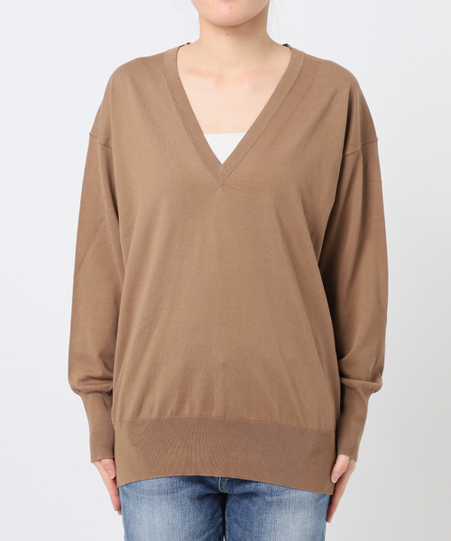 Spick & Span（スピックアンドスパン）の「Emil cotoni Vネックプルオーバー（ニット/セーター・レディース・キャメル/ピンク系その他/ネイビー・FREE）」の14枚目の写真