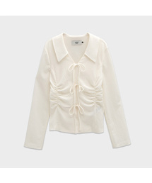 ARLO SHIRRING RIBBON BLOUSE(BL-4299)
