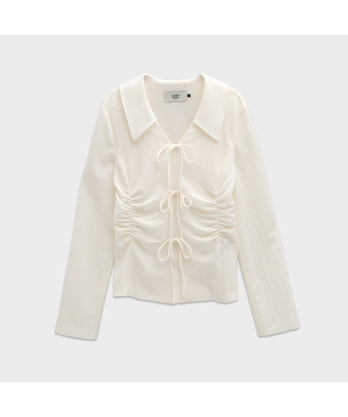 シャツ/ブラウス(長袖/七分) atelier edition Organza Shirring Blouse Organza Shirring Blouse (black) - 아뜰리에에디션