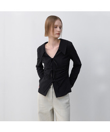 ARLO SHIRRING RIBBON BLOUSE(BL-4299)