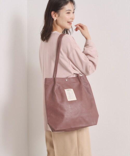 ITS'DEMO（イッツデモ）の「【A4対応】合皮ハンドルタックトート（トートバッグ・レディース・ブラック/ピンク系/ダークブラウン/ブロンズ/グレー/シルバー・00）」の15枚目の写真