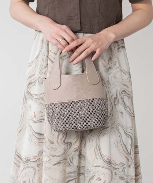 RIPANI(リパーニ)の「【RIPANI】サマーメッシュ レザーコンビスモール2WAYバッグ(Q66438)(ハンドバッグ・レディース・ベージュ系その他・ALL)」の1枚目の写真
